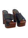 BLACK WOMEN'S CLOGS WITH CROSSED BANDS