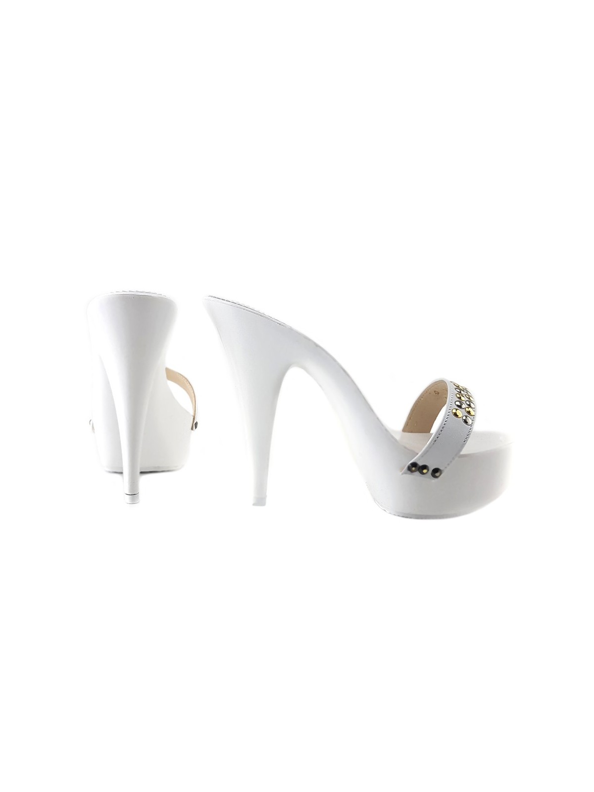 WHITE CLOGS WITH STUDS