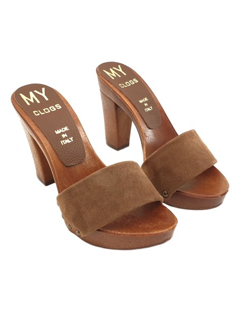 CLOGS WITH BROWN BAND IN SUEDE LEATHER