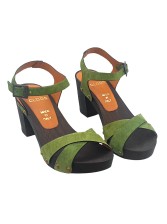 DOUBLE BAND GREEN SUEDE CLOGS