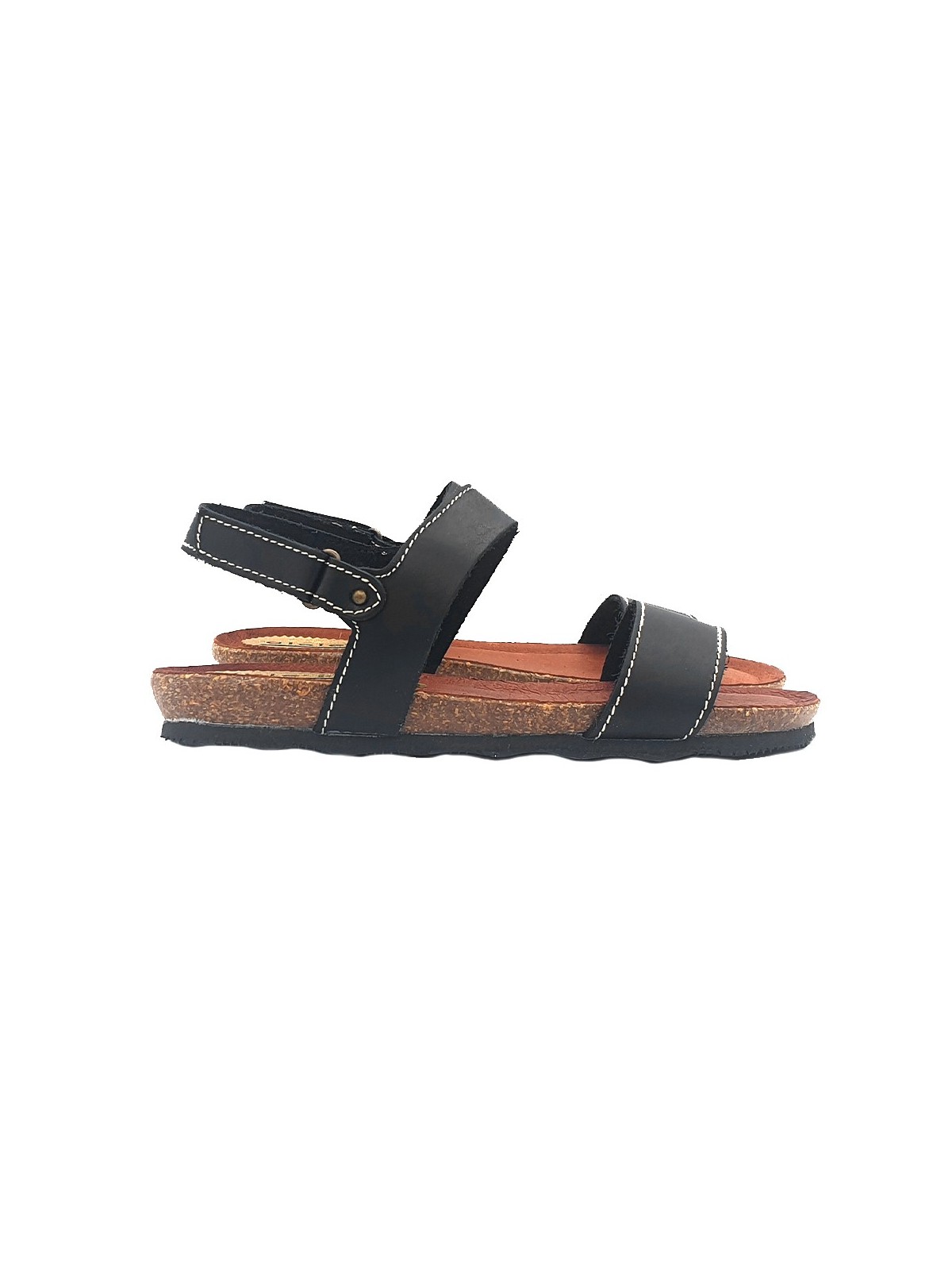 LOW BLACK WOMAN SANDALS WITH LEATHER BAND