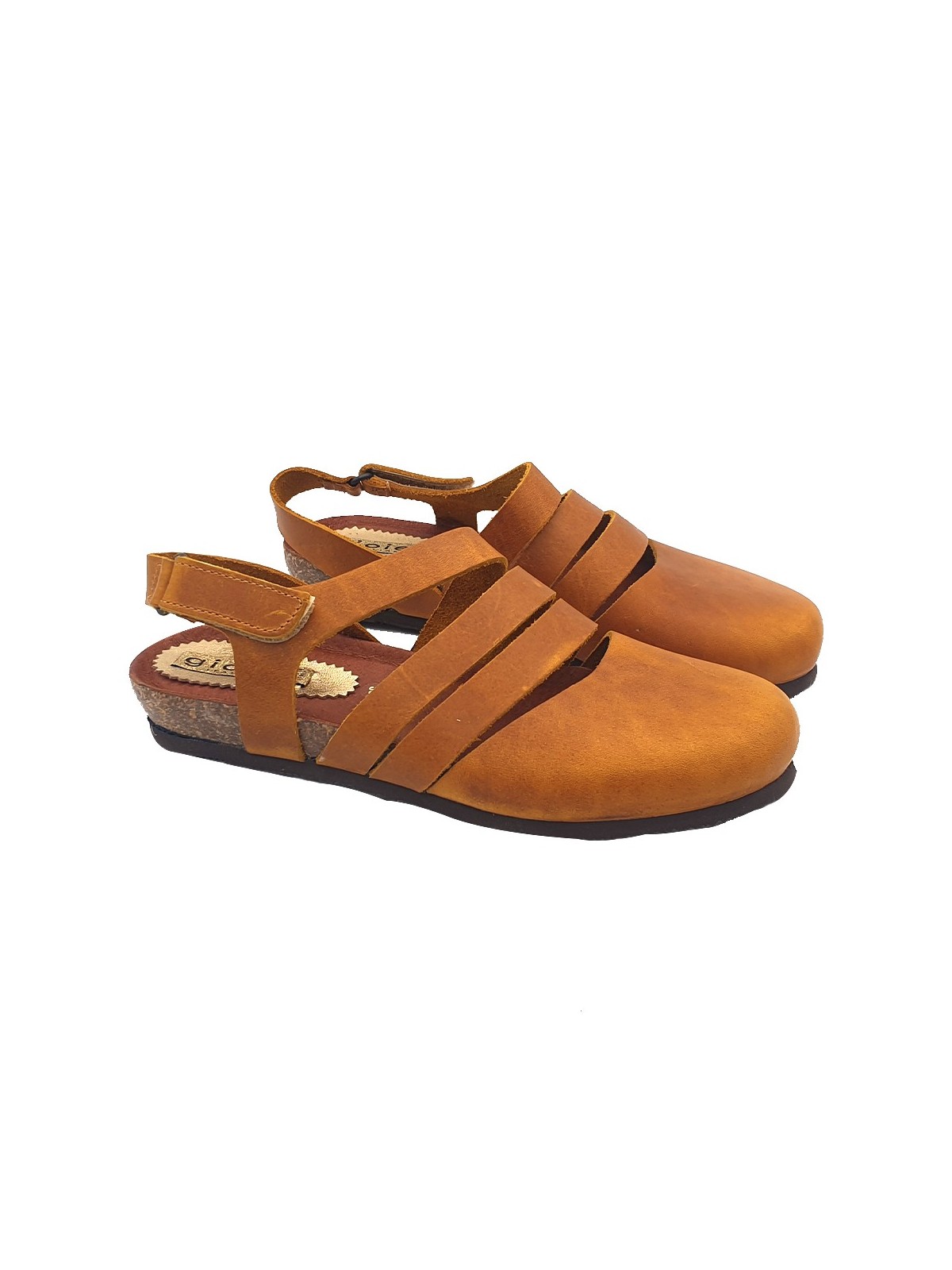 LEATHER YELLOW FLAT SANDALS WITH LEATHER BANDS