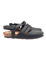 BLACK FLAT SANDALS WITH LEATHER BANDS