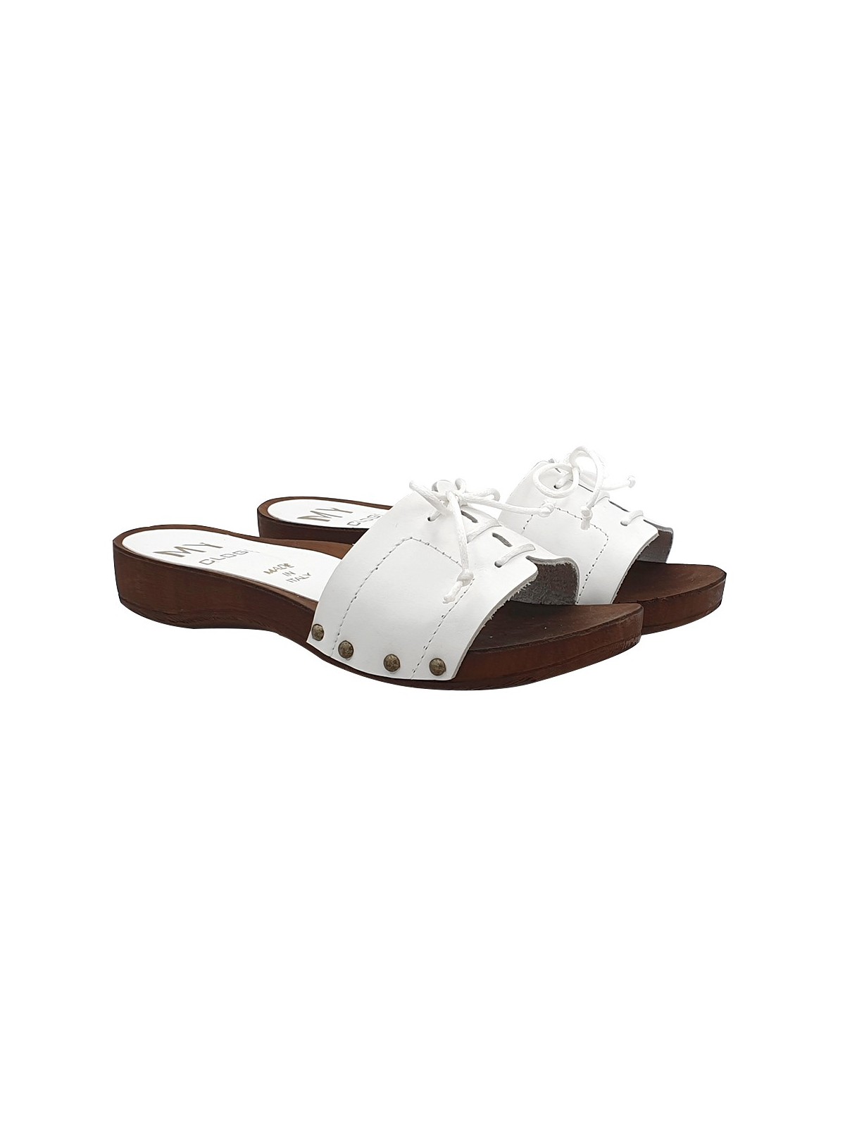 LOW COMFORTABLE CLOGS IN WHITE LEATHER