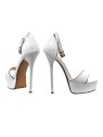 WHITE PATENT LEATHER SANDAL WITH HIGH HEEL