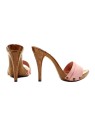 HIGH HEEL CLOGS IN PINK LEATHER