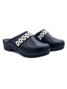 BLACK SWEDISH CLOGS WITH STRASS BAND