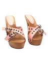CLOGS IN PINK LEATHER HIGH HEEL