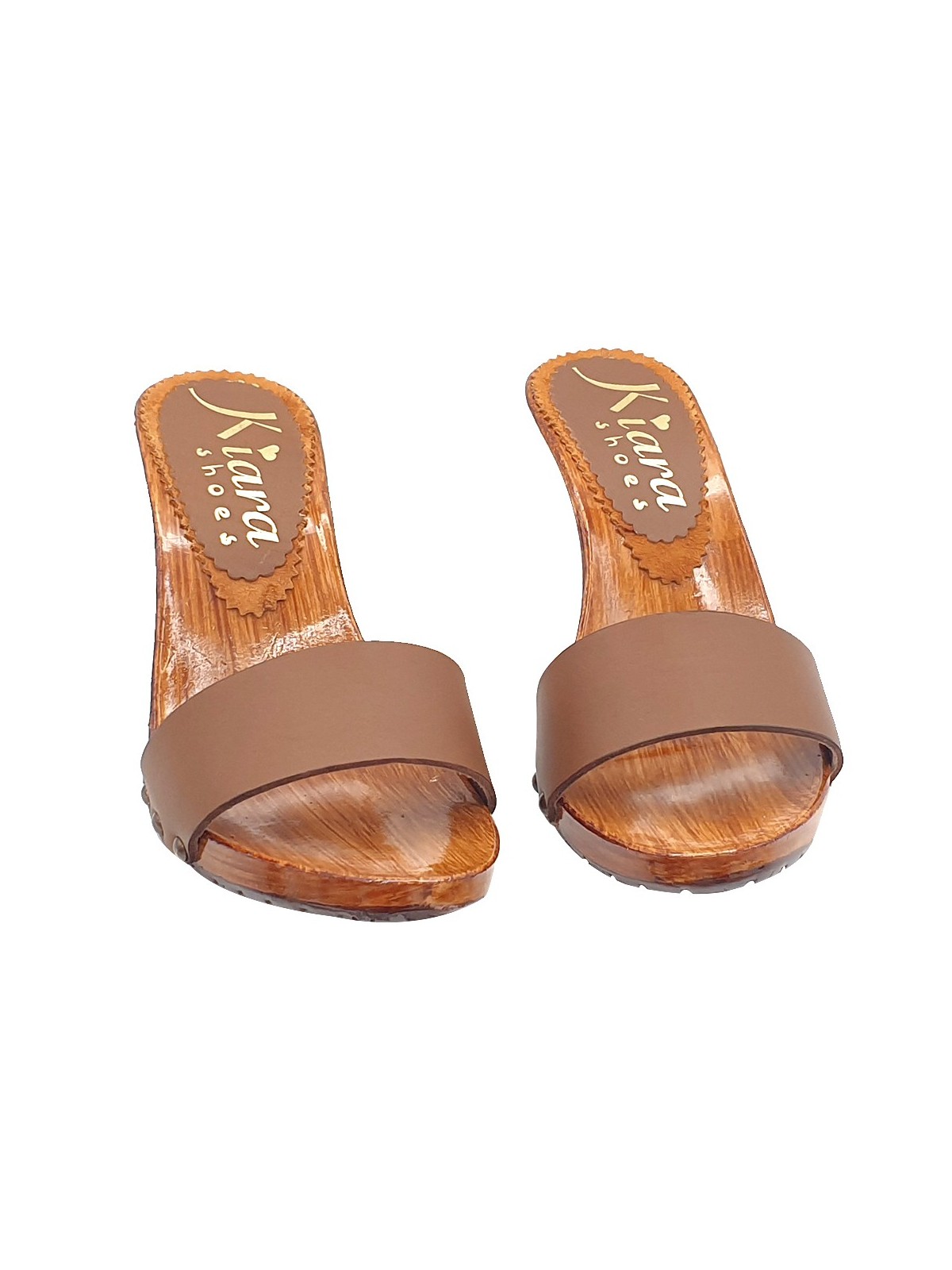 WOMEN'S CLOGS WITH BROWN LEATHER BAND
