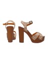 SANDALS WITH CROSSED BANDS IN BRONZE LEATHER