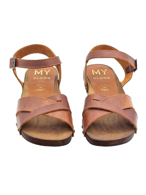 SANDALS WITH BROWN LEATHER BANDS AND STRAP