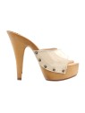CLOGS IN BEIGE PATENT LEATHER AND HEEL 13