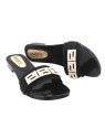 LOW BLACK CLOGS WITH RHINESTONE BAND