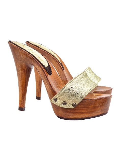 CLOGS WITH GOLDEN BAND AND HIGH HEEL