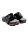 LOW BLACK CLOGS WITH SYNTHETIC FUR