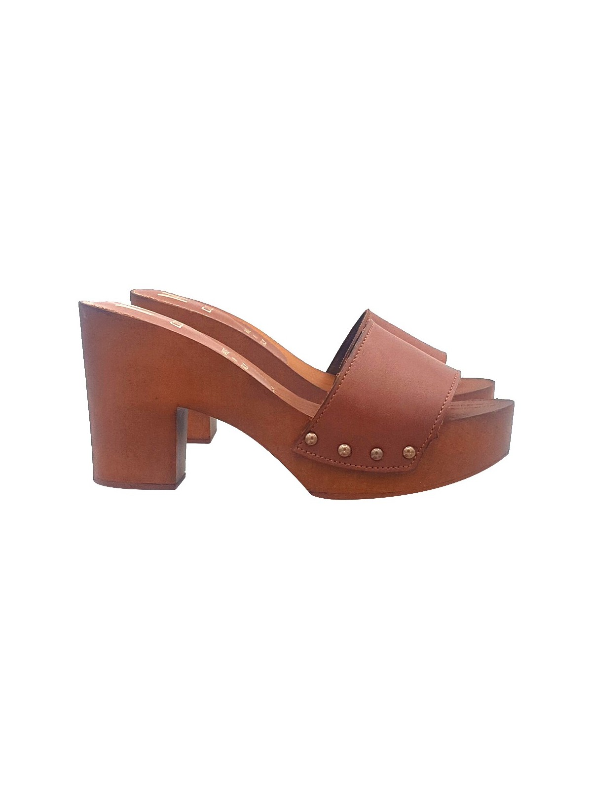 LEATHER CLOGS WITH HEEL 9 CM