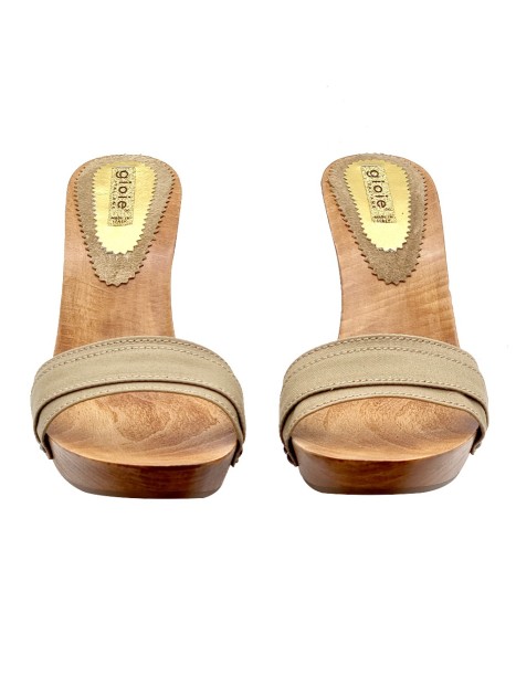 CLOGS WITH DOUBLE BAND COLOR TAUPE AND HEEL 9.5