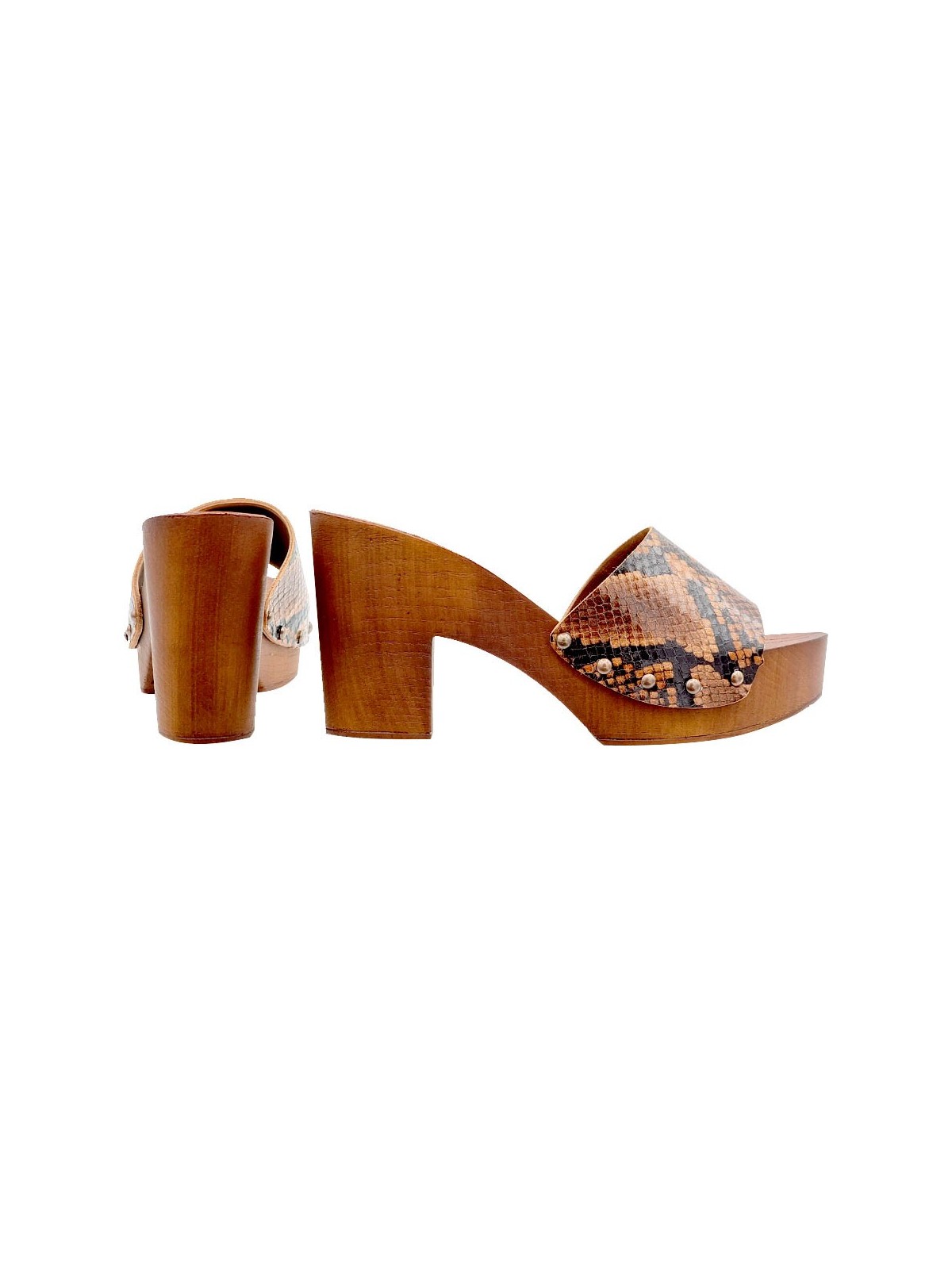 CLOGS WITH PYTHON "EFFECT" BROWN BAND