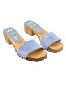CLOGS WITH BAND IN BLUE SUEDE