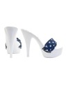 WHITE CLOGS WITH BLUE POLKA DOT BAND