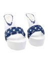 WHITE CLOGS WITH BLUE POLKA DOT BAND