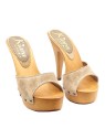 CLOGS IN TAUPE SUEDE AND HEEL 13