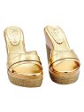 GOLD LEATHER WEDGES WITH HEEL 11