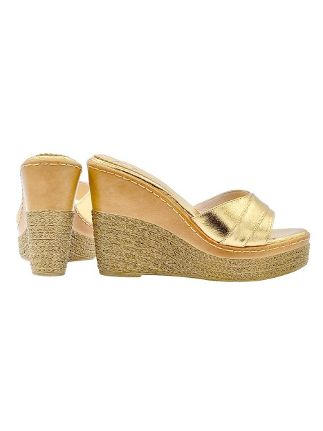 GOLD LEATHER WEDGES WITH HEEL 11