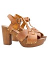 LEATHER-COLORED CROSS BAND SANDALS