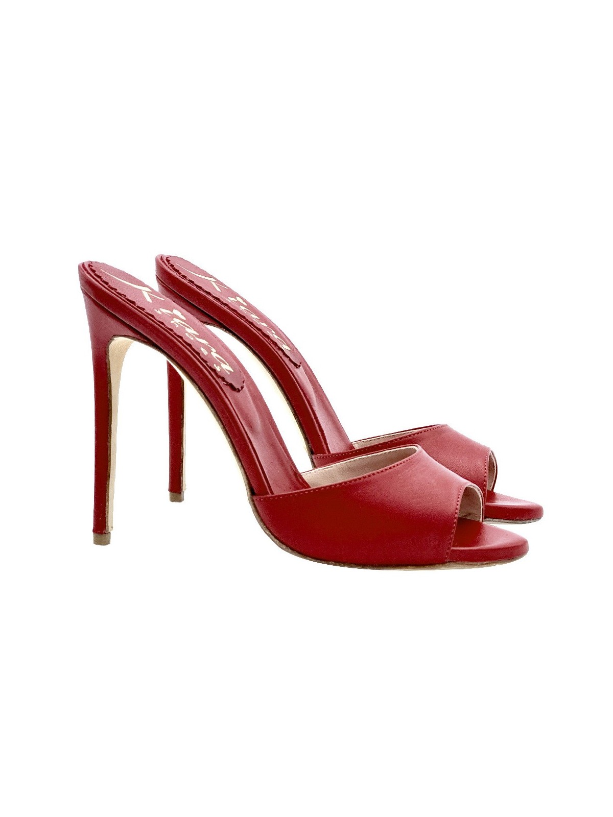RED LEATHER CLOGS WITH STILETTO