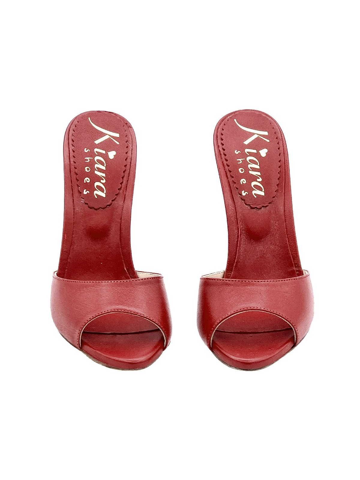 RED LEATHER CLOGS WITH STILETTO