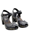 BLACK LEATHER SANDALS WITH HEEL 7