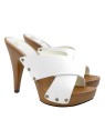 WHITE LEATHER CLOGS WITH HEEL 11 CM