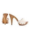 CLOGS IN BEIGE LEATHER AND HEEL 11