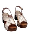 GOLDEN SANDALS WITH CROSSED BANDS AND COMFORTABLE HEEL