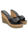 WOMEN'S BLACK LEATHER WEDGES WITH HEEL 11