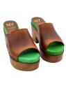 LEATHER CLOGS IN BROWN LEATHER COLOR 9.5 HEEL