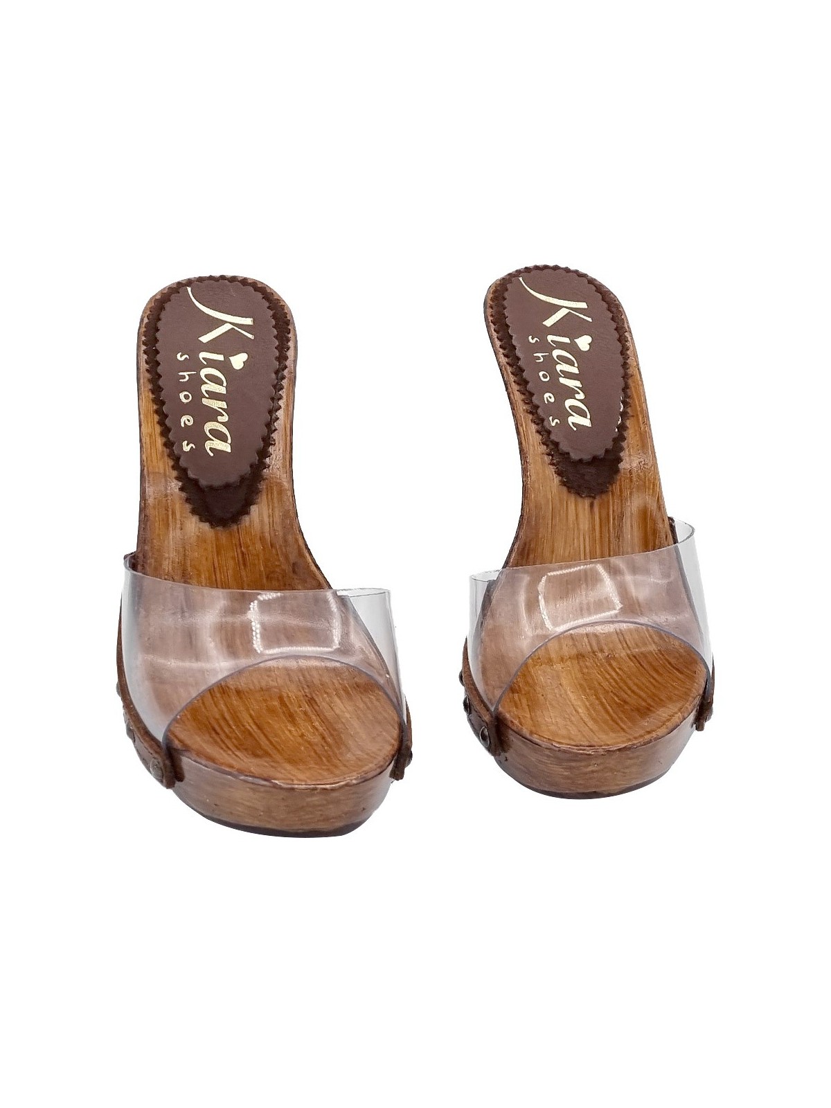 BROWN BASE SANDALS AND TRANSPARENT BAND
