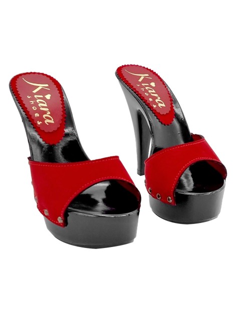 RED SUEDE AND HEEL CLOGS 13