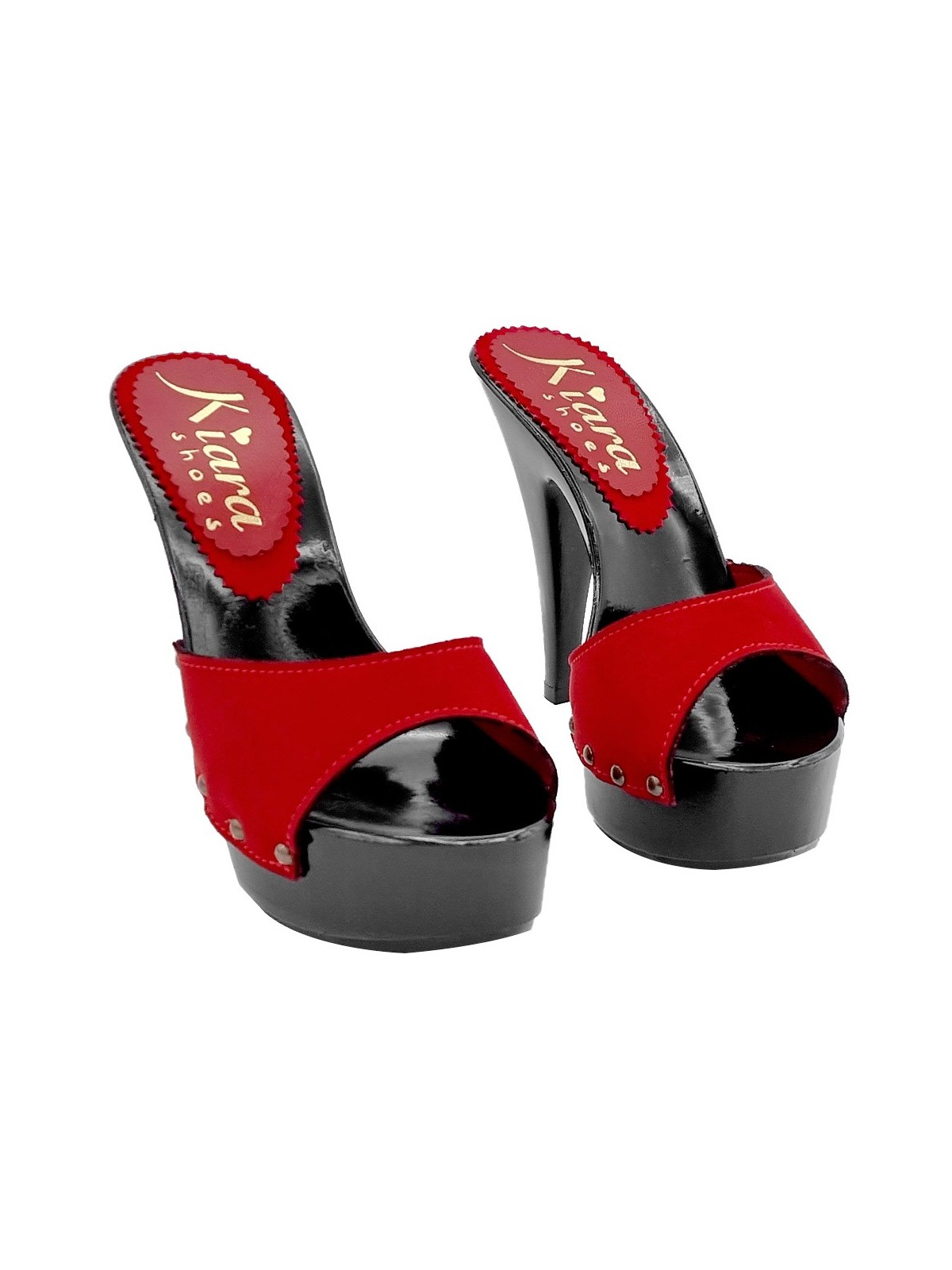 RED SUEDE AND HEEL CLOGS 13