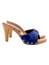 BLUE SUEDE CLOGS WITH HEEL 9