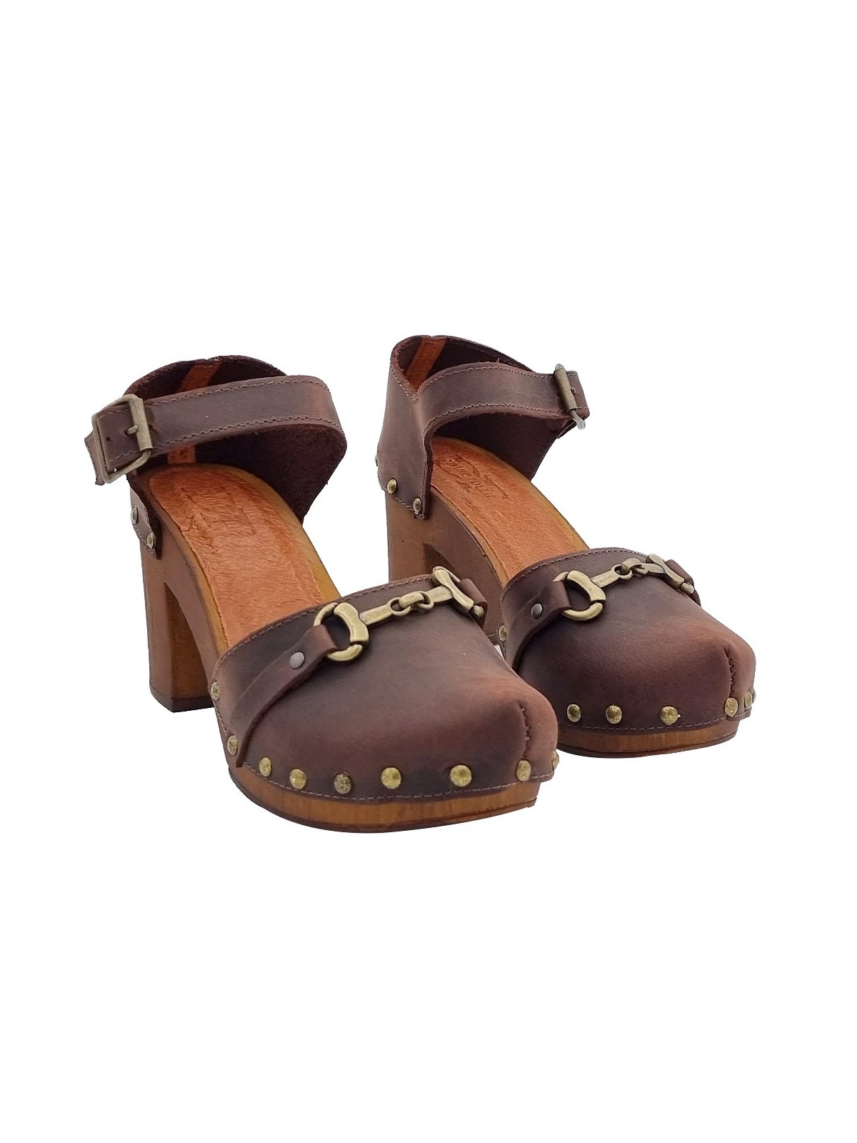 BROWN DUTCH SANDALS WITH ACCESSORY