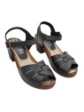 BLACK SANDALS WITH CROSSED BANDS AND HEEL 6,5