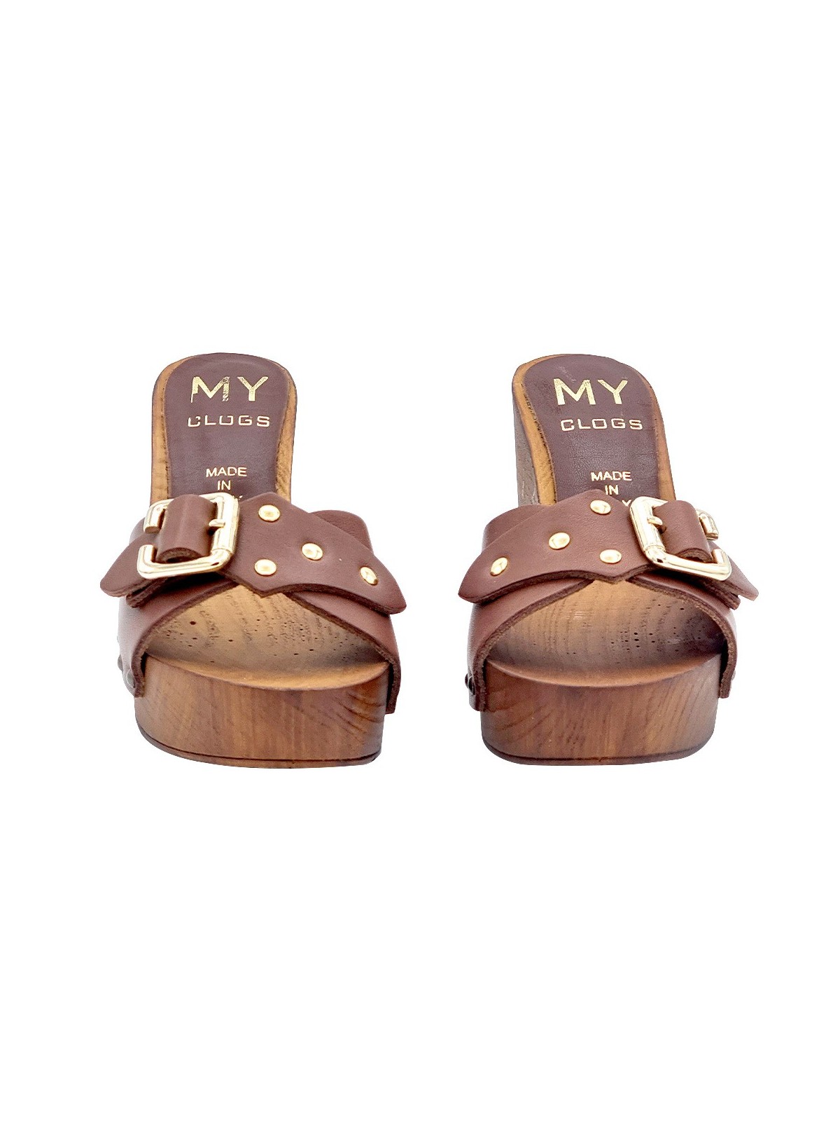 CLOGS  IN BROWN LEATHER