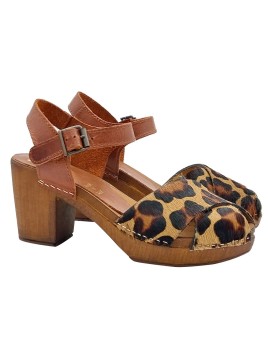 SANDALS WITH LEOPARD CROSSED BANDS AND 6,5 HEEL