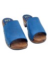 LOW TURQUOISE CLOGS WITH WIDE LEATHER BAND