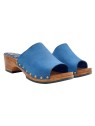 LOW TURQUOISE CLOGS WITH WIDE LEATHER BAND