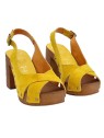 YELLOW SANDALS WITH CROSSED BANDS IN SUEDE