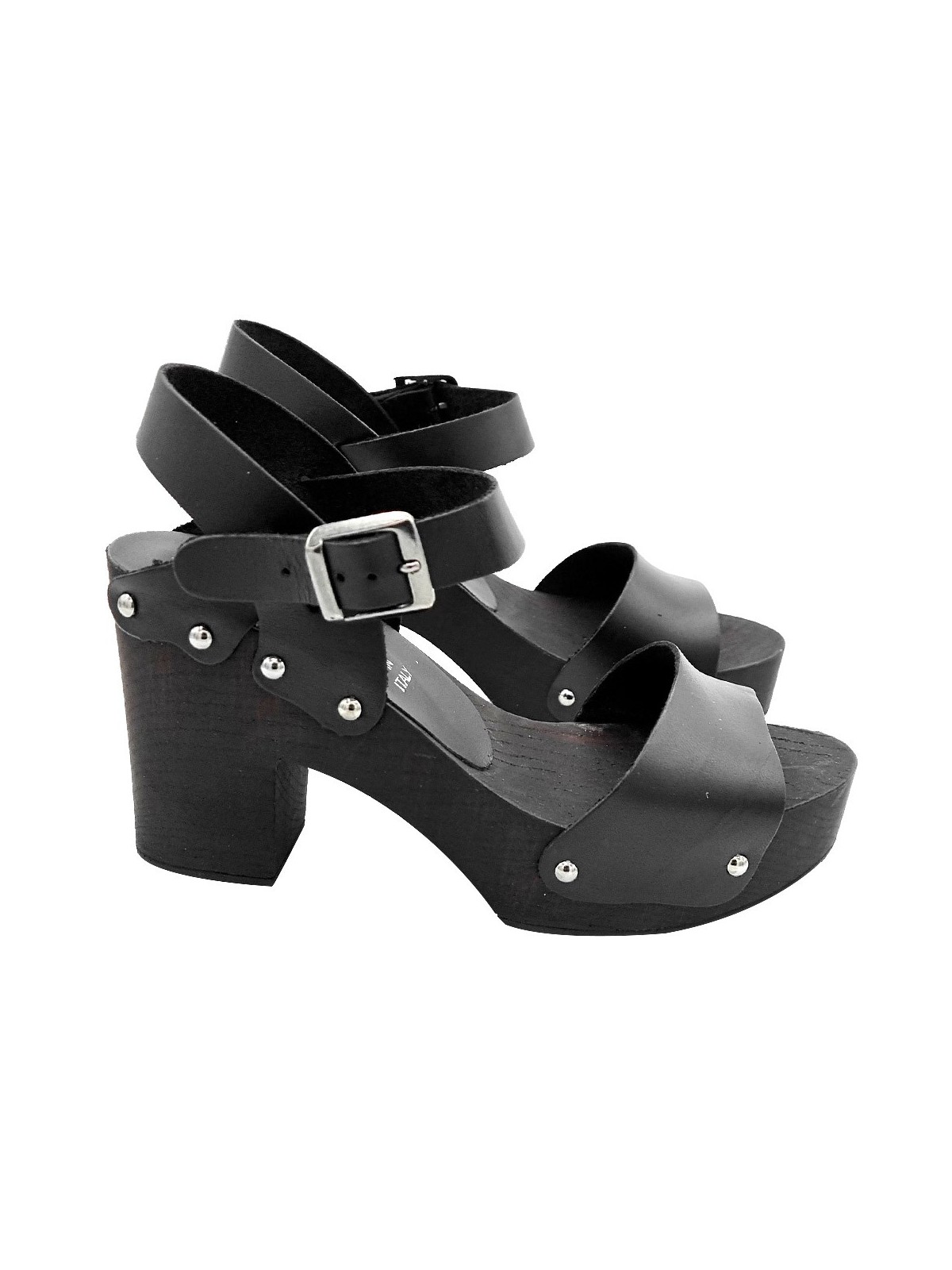 BLACK SANDALS WITH STRAP AND HEEL 9
