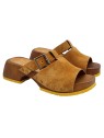 LOW BROWN SUEDE CLOGS WITH BUCKLE